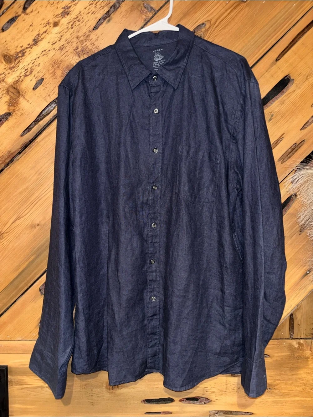 J. Crew Men's Dark Navy Button-Down Linen Shirt